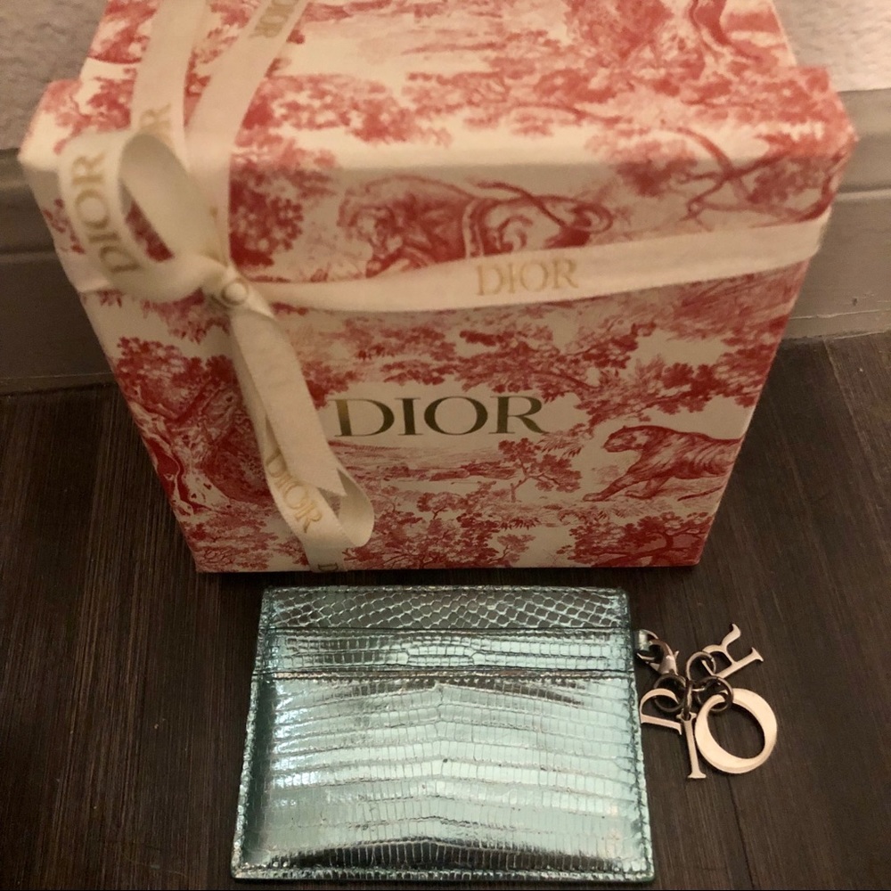 Dior Metallic Blue Lizard Exotic Skin Cardholder